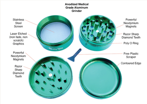 Greenstar 4 piece 2.5" Aluminium Grinder