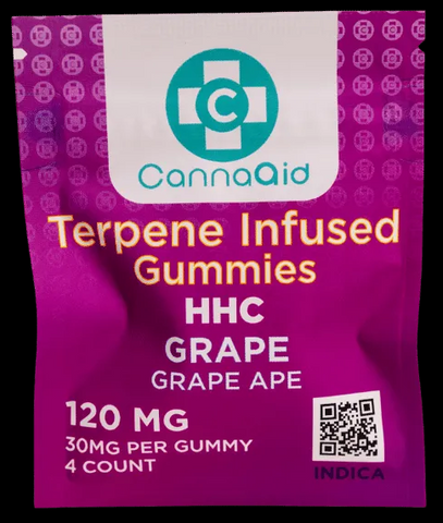 CannaAid HHC 4pc Gummies 30mg - Grape (Grape Ape) Indica