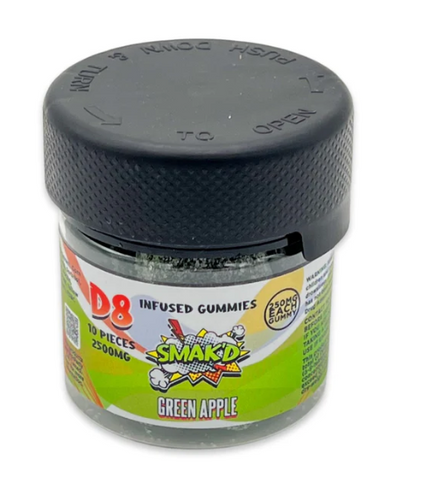 SMAK'D Delta 8 Infused gummies- Green Apple