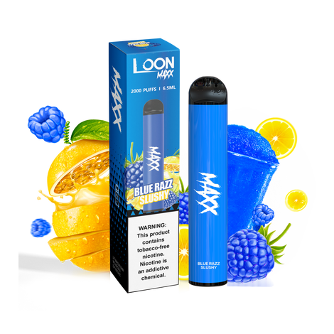 LOON MAX+ (2000 Puff) Zero Nicotine Disposable- Blue Razz Slushy 0%